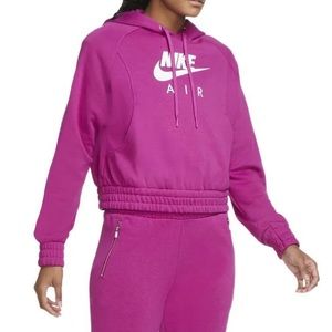 Nike Air Sportswear Purple Pink Fuchsia Cropped Hoodie Sweater Women's XS